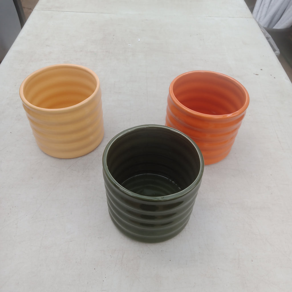 Ribbed Ceramic Pot