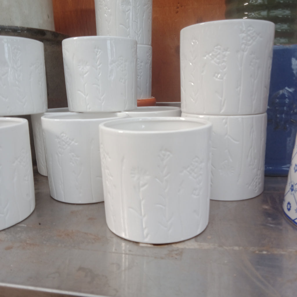 White Ceramic Wildflower Pot