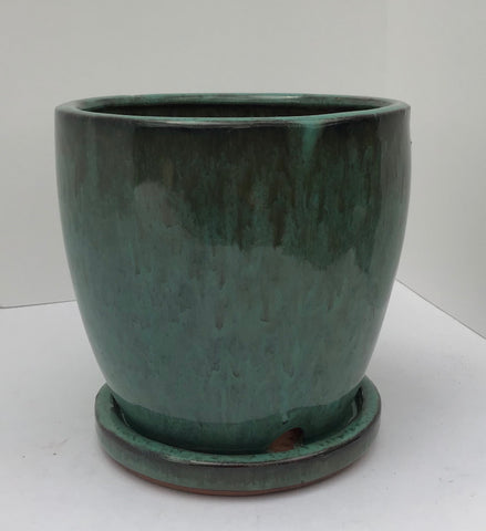 Egg-Shaped Glazed Terracotta Pot
