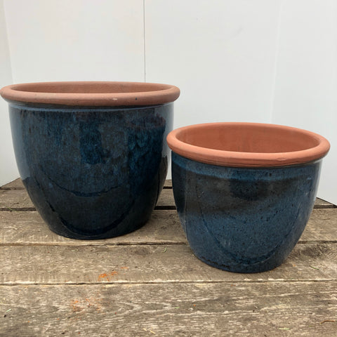 Glazed Terracotta Pot with Natural Rim